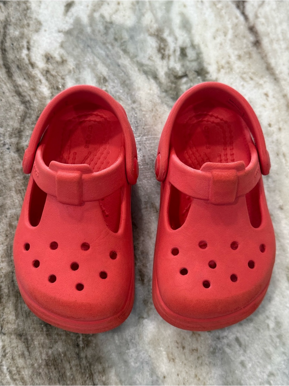 CROCS Kids Red Mary Jane Clogs with Strap - Size 6 / 6C